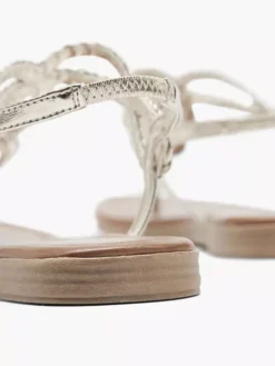 Gouden Sandaal Gevlochten -Beroemde Schoenen Winkel 1564995 H4