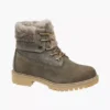 Grijze Nubuck Veterboot Gevoerd
