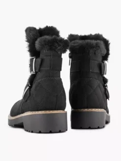 Zwarte Enkellaars Gesp Gevoerd -Beroemde Schoenen Winkel 1880417 H4