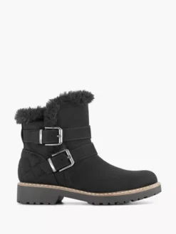 Zwarte Enkellaars Gesp Gevoerd -Beroemde Schoenen Winkel 1880417 HL1