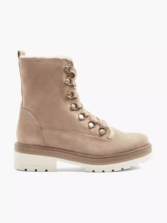 Beige Veterboot Gevoerd 1 Beige Veterboot Gevoerd