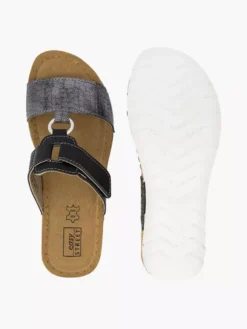 Easy Street Zwarte Slipper Leren Voetbed -Beroemde Schoenen Winkel 1943307 P3