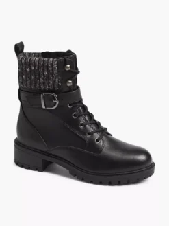Zwarte Veterboot Gevoerd -Beroemde Schoenen Winkel 1983876 H6