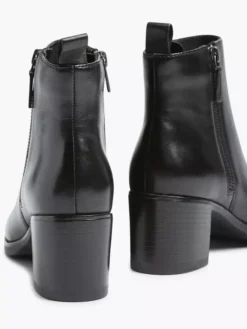 Zwarte Leren Enkellaars Hak -Beroemde Schoenen Winkel 1985482 H4