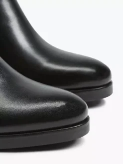 Zwarte Leren Enkellaars Hak -Beroemde Schoenen Winkel 1985482 H5