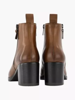 Bruine Leren Enkellaars Hak -Beroemde Schoenen Winkel 1998203 P4