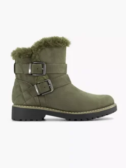 Groene Enkellaars Gesp Gevoerd