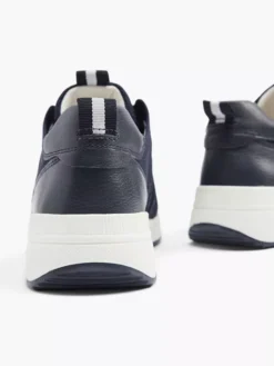 Donkerblauwe Leren Sneaker -Beroemde Schoenen Winkel 2031839 H4