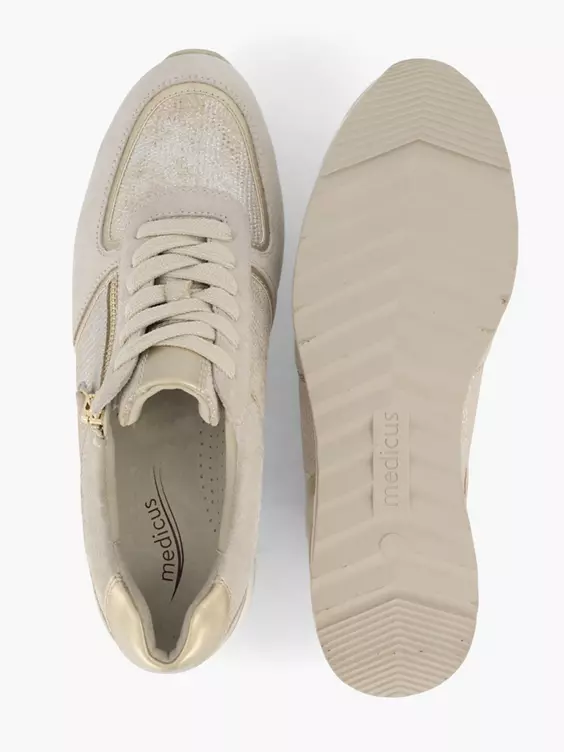 Beige Leren Sneaker 3 Beige Leren Sneaker - Afbeelding 3