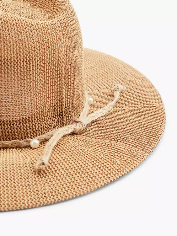 Bruine Rieten Strandhoed 2 Bruine Rieten Strandhoed - Afbeelding 2