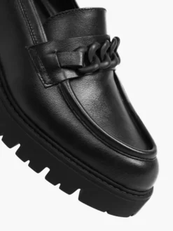 Zwarte Leren Chunky Loafer Sierketting -Beroemde Schoenen Winkel 2070845 H5