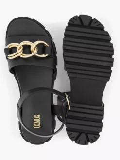 Zwarte Chunky Sandaal Sierketting -Beroemde Schoenen Winkel 2071389 H3