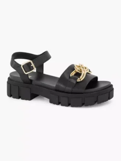 Zwarte Chunky Sandaal Sierketting -Beroemde Schoenen Winkel 2071389 H6