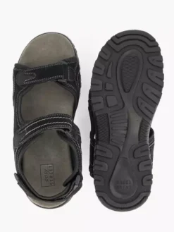 Easy Street Zwarte Leren Sandaal Klittenband -Beroemde Schoenen Winkel 2076753 H3