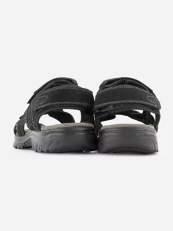 Easy Street Zwarte Leren Sandaal Klittenband -Beroemde Schoenen Winkel 2076753 H4