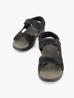 Easy Street Zwarte Leren Sandaal Klittenband -Beroemde Schoenen Winkel 2076753 H5