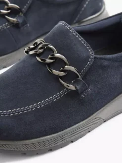 Blauwe Leren Instapper Sierketting -Beroemde Schoenen Winkel 2089689 H5