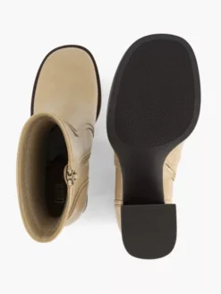 Creme Enkellaars Hoge Hak -Beroemde Schoenen Winkel 2100455 H3