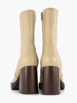 Creme Enkellaars Hoge Hak -Beroemde Schoenen Winkel 2100455 H4