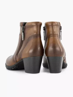 Cognac Leren Enkellaars Hak -Beroemde Schoenen Winkel 2111117 H4