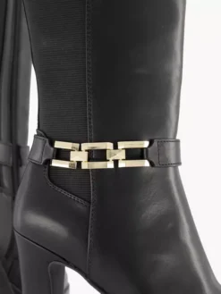 Zwarte Lange Laars Sierkietting Hoge Hak 10 Zwarte Lange Laars Sierkietting Hoge Hak -Beroemde Schoenen Winkel 2112241 H5