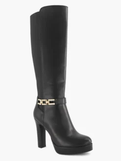 Zwarte Lange Laars Sierkietting Hoge Hak 11 Zwarte Lange Laars Sierkietting Hoge Hak -Beroemde Schoenen Winkel 2112241 H6