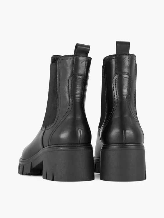 Zwarte Leren Chelsea Boot Hak 4 Zwarte Leren Chelsea Boot Hak - Afbeelding 4