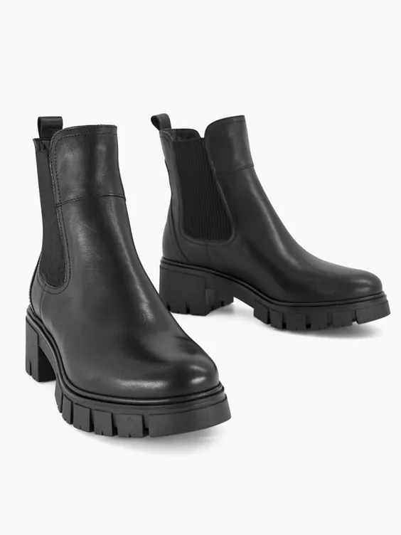 Zwarte Leren Chelsea Boot Hak 5 Zwarte Leren Chelsea Boot Hak - Afbeelding 5