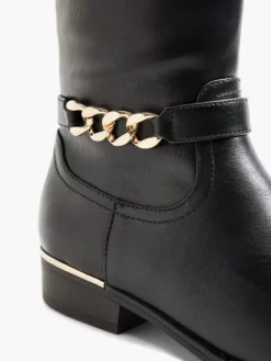 Zwarte Lange Laars Sierketting -Beroemde Schoenen Winkel 2117701 H5