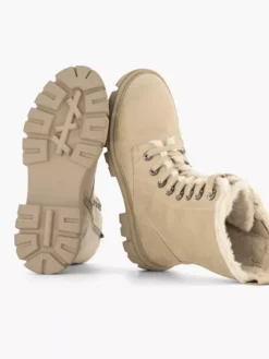 Beige Chunky Veterboot Gevoerd -Beroemde Schoenen Winkel 2118580 H4