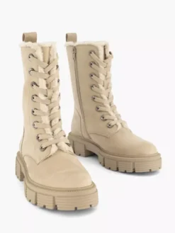 Beige Chunky Veterboot Gevoerd -Beroemde Schoenen Winkel 2118580 H5