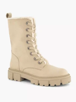 Beige Chunky Veterboot Gevoerd -Beroemde Schoenen Winkel 2118580 H6