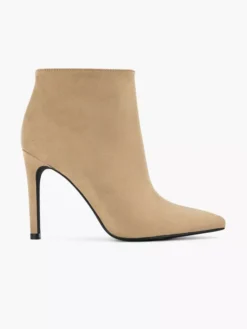 Zandkleurige Enkellaars Hoge Hak