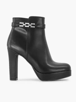 Zwarte Enkellaars Hoge Hak Sierketting