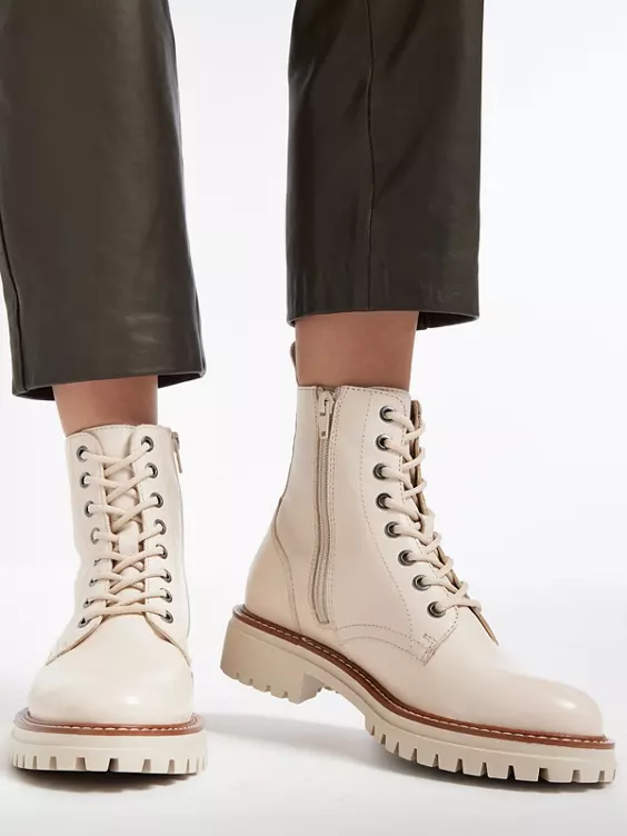 Beige Leren Veterboot 7 Beige Leren Veterboot - Afbeelding 7