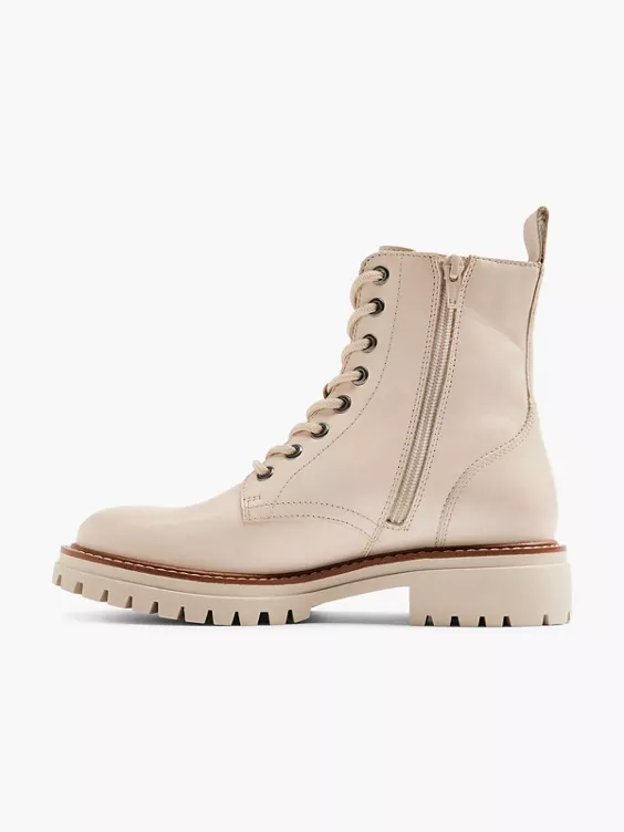 Beige Leren Veterboot 2 Beige Leren Veterboot - Afbeelding 2