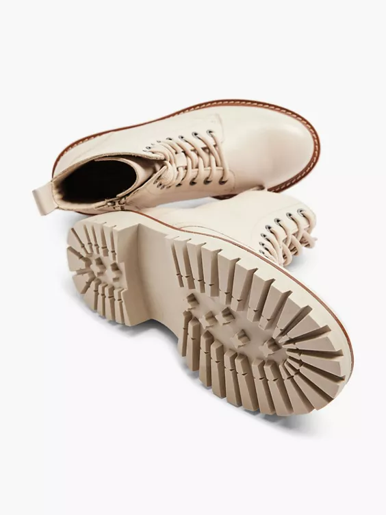 Beige Leren Veterboot 3 Beige Leren Veterboot - Afbeelding 3