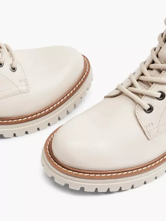Beige Leren Veterboot 5 Beige Leren Veterboot - Afbeelding 5