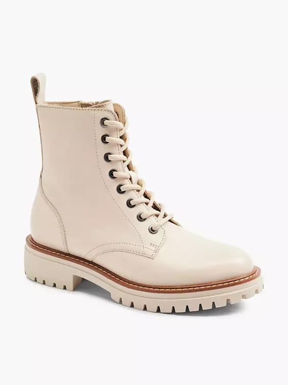 Beige Leren Veterboot 6 Beige Leren Veterboot - Afbeelding 6