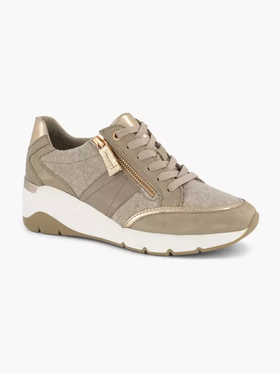 Taupe Leren Sneaker 6 Taupe Leren Sneaker - Afbeelding 6