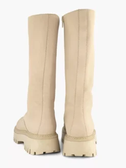 Beige Lange Leren Veterboot -Beroemde Schoenen Winkel 2126368 H3