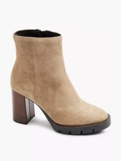 Zandkleurige Leren Enkellaars -Beroemde Schoenen Winkel 2126616 H6