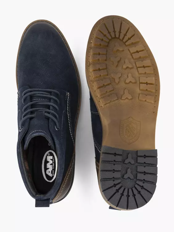 Donkerblauwe Leren Veterschoen 3 Donkerblauwe Leren Veterschoen - Afbeelding 3