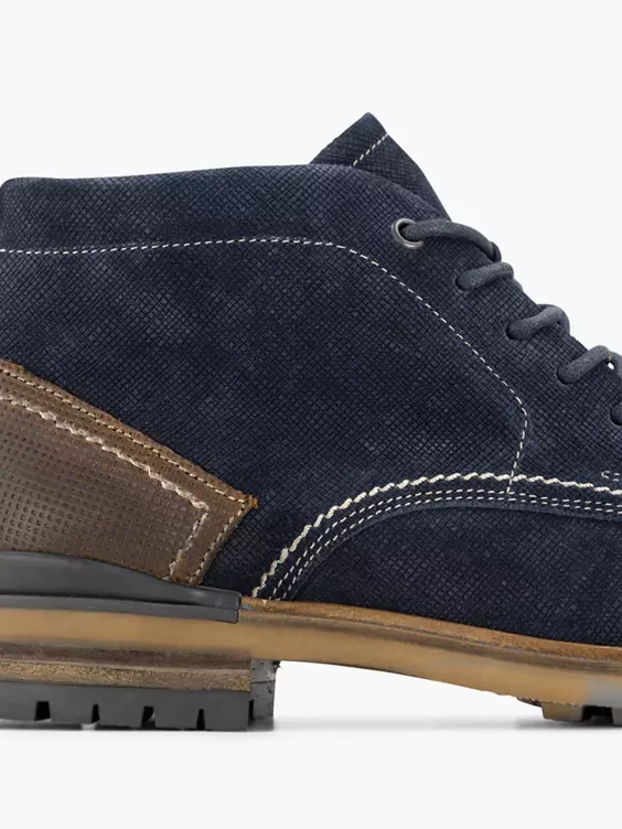 Donkerblauwe Leren Veterschoen 5 Donkerblauwe Leren Veterschoen - Afbeelding 5