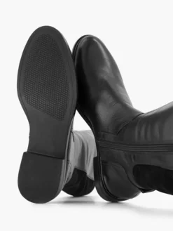 Zwarte Lange Leren Laars Elastiek -Beroemde Schoenen Winkel 2127393 H3