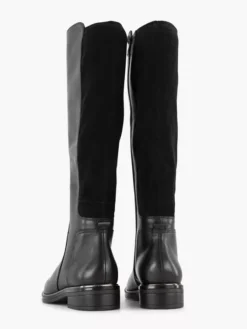 Zwarte Lange Leren Laars Elastiek -Beroemde Schoenen Winkel 2127393 H4