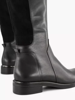 Zwarte Lange Leren Laars Elastiek -Beroemde Schoenen Winkel 2127393 H5