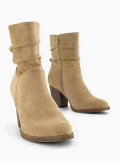 Zandkleurige Enkellaars Hak -Beroemde Schoenen Winkel 2130185 H5