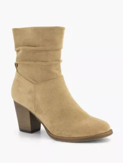 Zandkleurige Enkellaars Hak -Beroemde Schoenen Winkel 2130185 H6