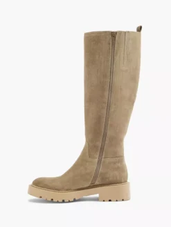 Taupe Lange Leren Laarzen -Beroemde Schoenen Winkel 2131671 H3